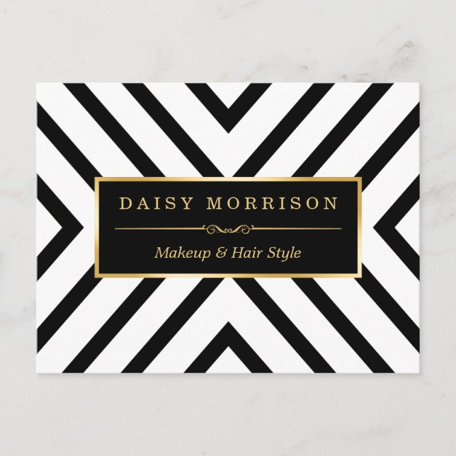 Carte Postale Mode Classy Gold Black White Stripes Motif (Devant)