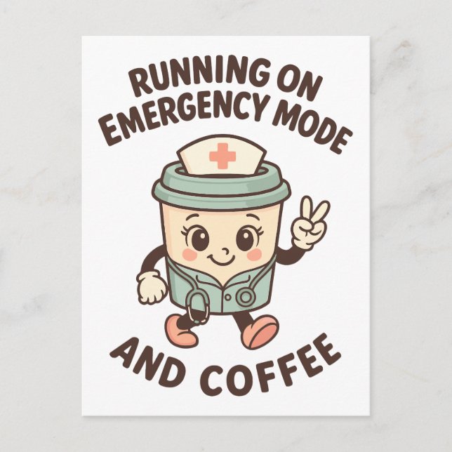 Carte Postale Mode d'urgence actif - Alimenté par café (Devant)