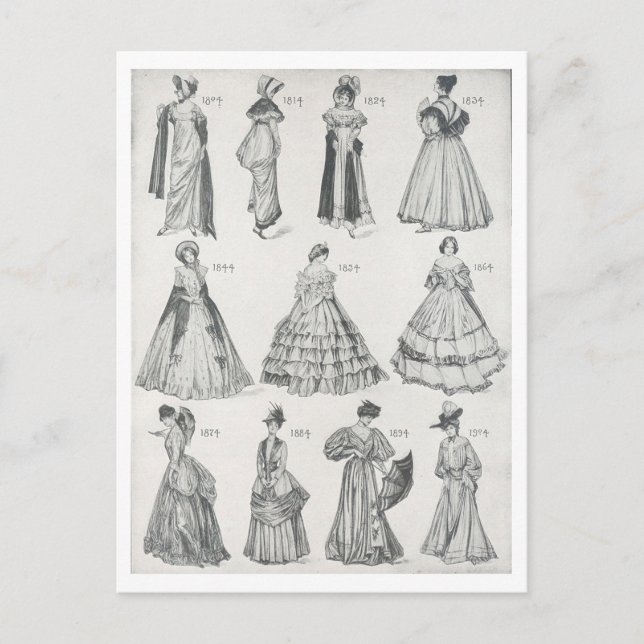 Carte Postale Mode femme vintage des années 1800 (Devant)