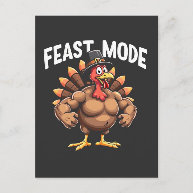Carte Postale Mode fête Drôle Thanksgiving Turquie Fitness Repas (Devant)