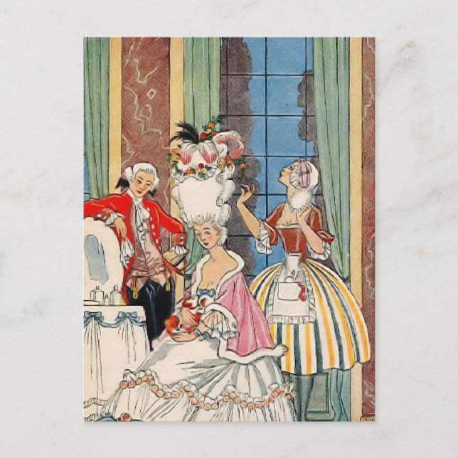 Carte Postale Mode française du XVIIIe siècle par George Barbier (Devant)