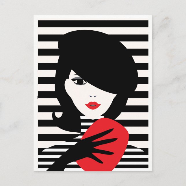 Carte Postale Mode française stylistique illustration de mode (Devant)