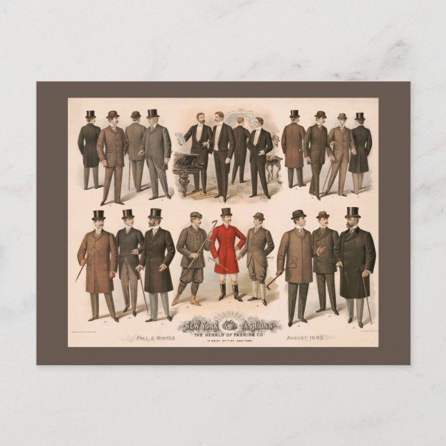 Carte Postale Mode homme automne et hiver 1895 (Devant)