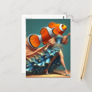 Carte Postale Mode poisson clown