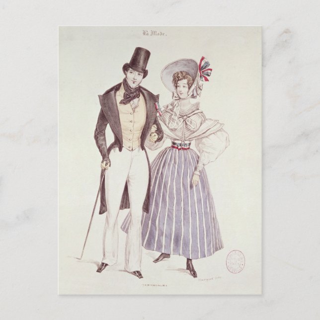 Carte Postale Mode pour hommes et femmes, 1830 (Devant)