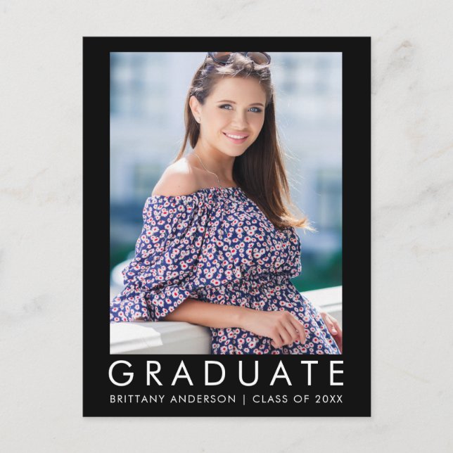 Carte Postale Mode Trendy Graduy Photo Party Invitation L (Devant)