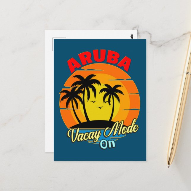Carte Postale Mode Vacay Aruba Sur Groupe Familial Correspondant (Devant/Arrière en situation)