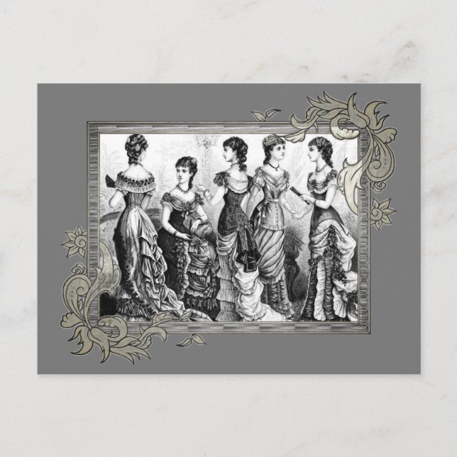 Carte Postale Mode Victorien Noir Et Blanc (Devant)