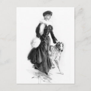 Carte Postale Mode vintage Borzoi Art