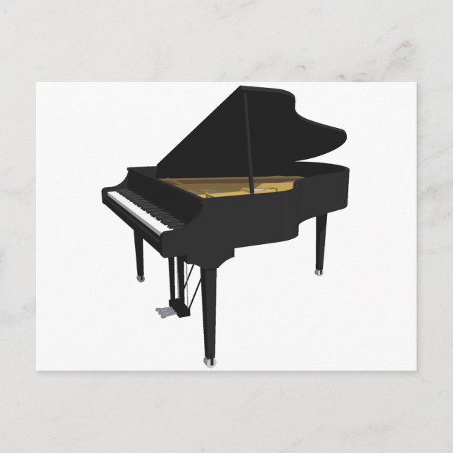 Carte Postale Modèle 3D : Piano noir grand : (Devant)