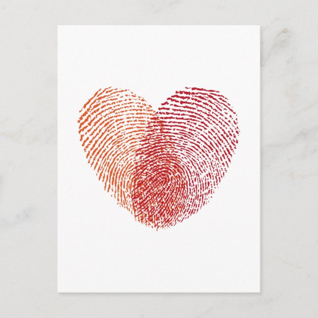 Carte Postale Modèle coeur d'empreintes rouges (Devant)