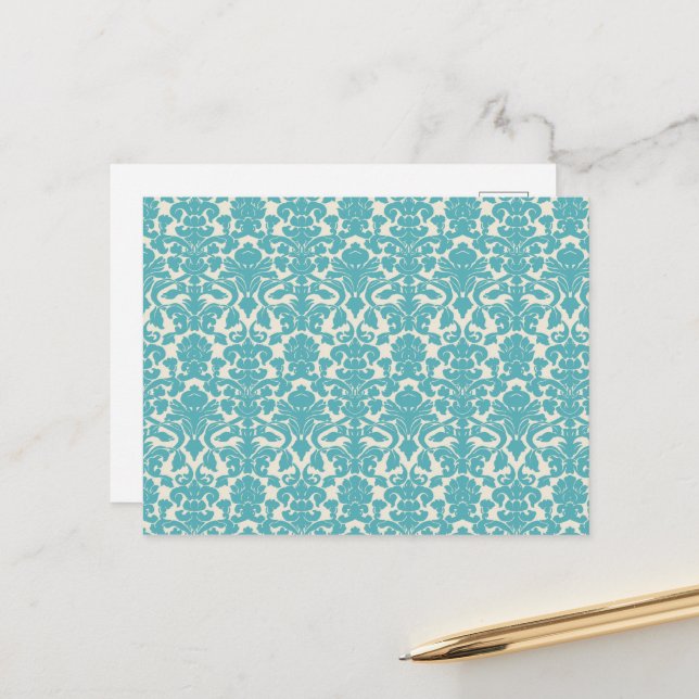Carte Postale Modèle Damas, Damas bleu, Damas français (Devant/Arrière en situation)
