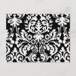 Carte Postale Modèle Damask en noir et blanc