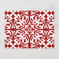 Modèle damassé Ikat - Rouge foncé et blanc