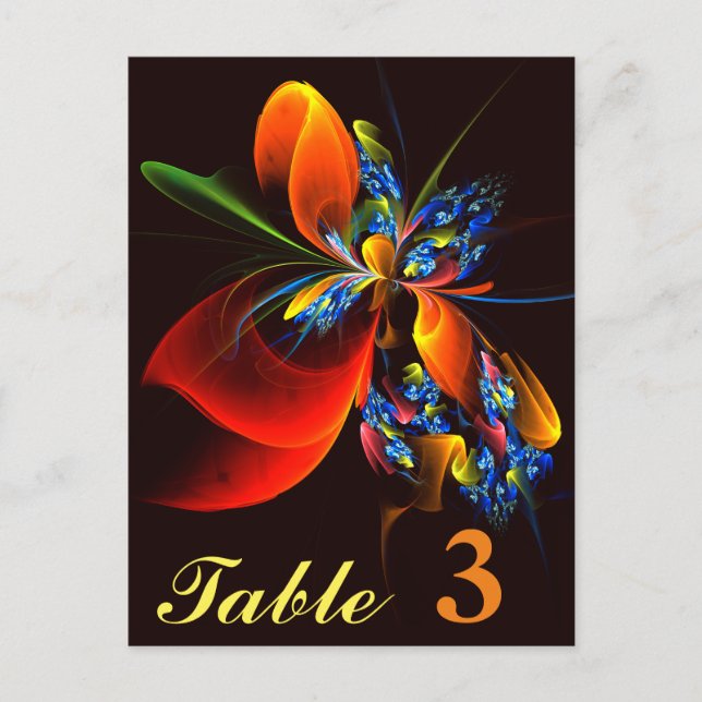 Carte Postale Modèle d'art abstrait moderne floral orange bleu # (Devant)