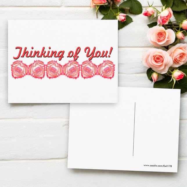 Carte Postale Modèle de cœur déchiré rose pour penser à vous  (Front and back of postcard)
