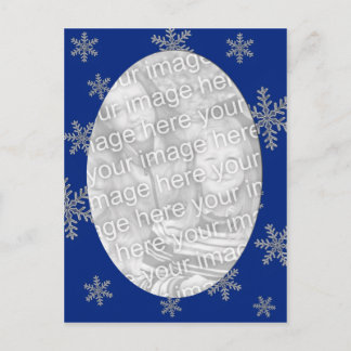 Carte Postale Modèle de flocons d'argent bleu