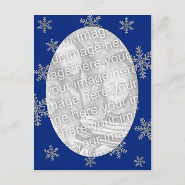 Carte Postale Modèle de flocons d'argent bleu (Devant)