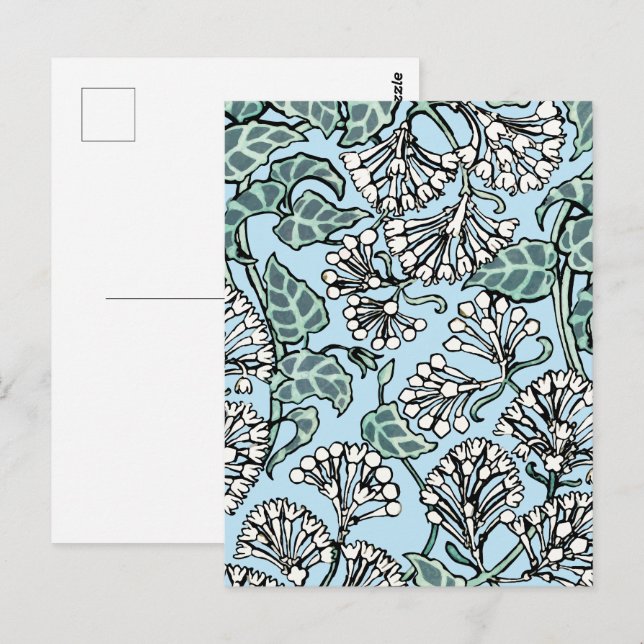 Carte Postale Modèle de jasmin et de feuilles de William Morris (Devant / Derrière)