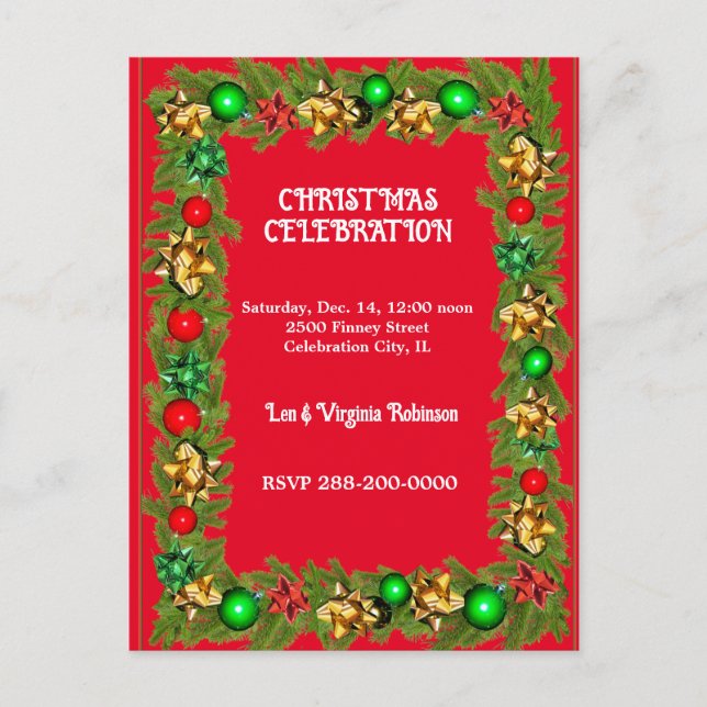 Carte Postale Modèle de l'invitation de Noël (Devant)