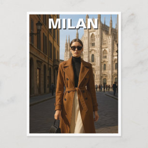Carte Postale Modèle de mode à Milan Italie