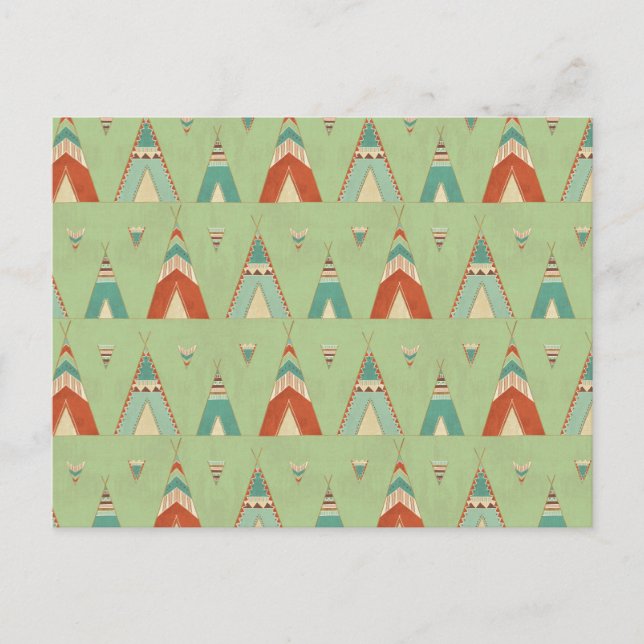 Carte Postale Modèle de tipis vert | Southwest Geo Step (Devant)