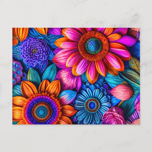 Carte Postale Modèle floral en style boho - toute occasion (Devant)