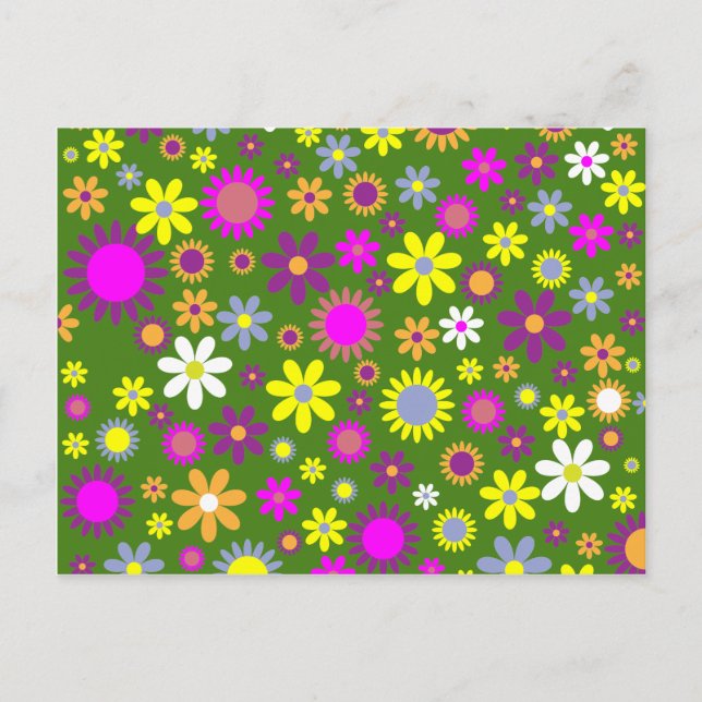 Carte Postale Modèle floral rétro - Papier peint à fleurs des an (Devant)