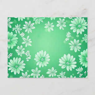 Carte Postale Modèle floral sur Arrière - plan vert