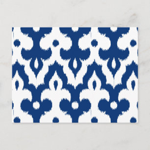 Carte Postale Modèle marocain Ikat Damask, Cobalt bleu & blanc