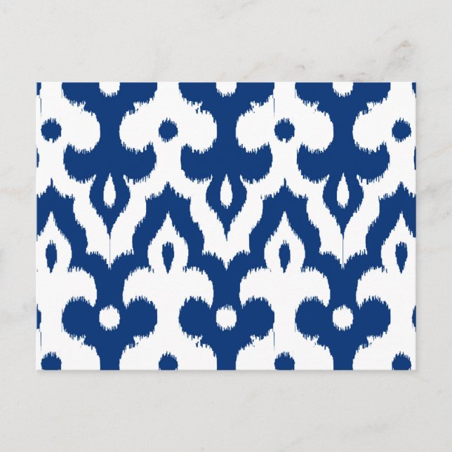 Carte Postale Modèle marocain Ikat Damask, Cobalt bleu & blanc (Devant)