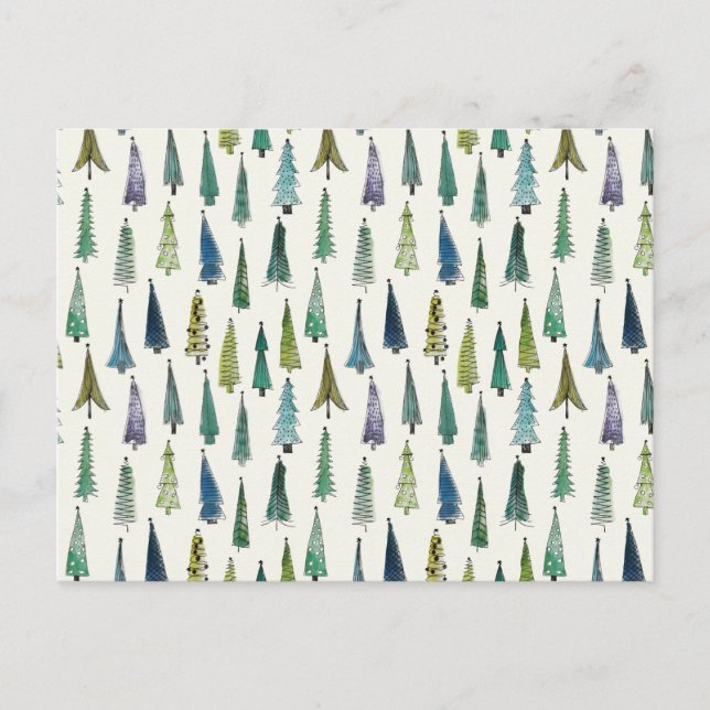 Carte Postale Modern Christmas Trees Illustrated Pattern (Devant)