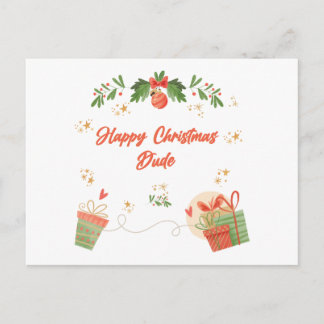 Carte Postale Modern Happy Christmas Dude Postcard with Festive 