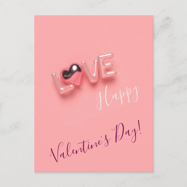 CARTE POSTALE  MODERN  HEART PINK VALENTINES DAY   (Devant)