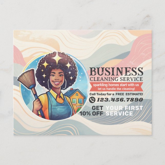 Carte Postale Modern House Cleaning Maid Service Housekeeping (Devant)
