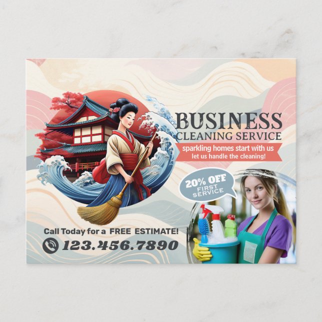 Carte Postale Modern House Cleaning Maid Service Housekeeping (Devant)