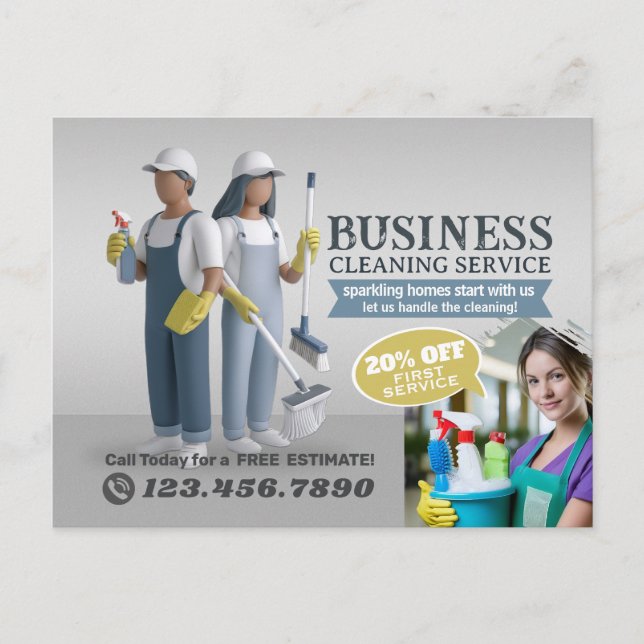 Carte Postale Modern House Cleaning Maid Service Housekeeping (Devant)