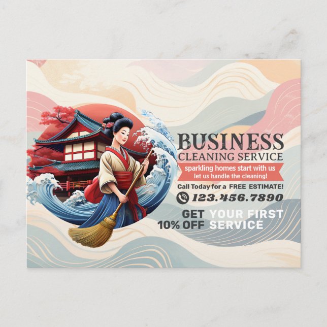 Carte Postale Modern House Cleaning Maid Service Housekeeping (Devant)