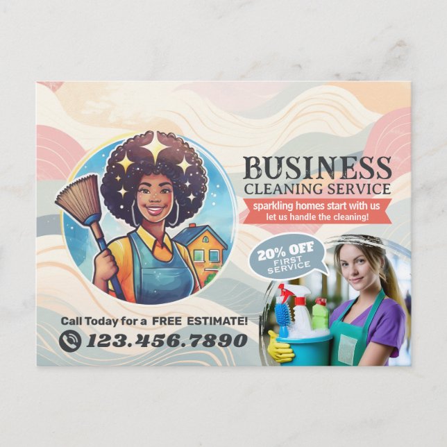 Carte Postale Modern House Cleaning Maid Service Housekeeping (Devant)
