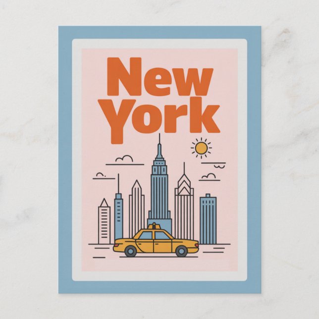 Carte Postale Modern New York City Travel Minimalist Skyline  (Devant)