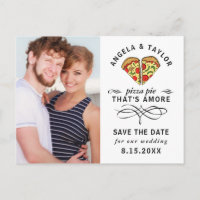 Modern Pizza Love Black Script Photo Enregistrer l