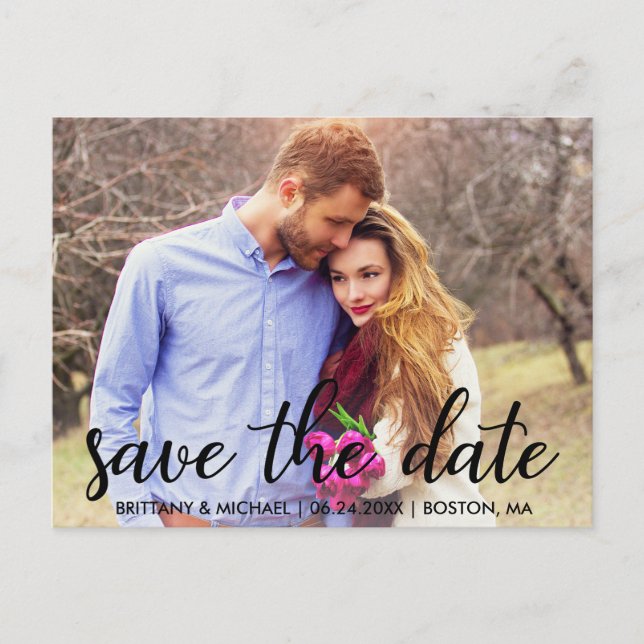 Carte Postale Modern Save the Date Photo Fiançailles (Devant)