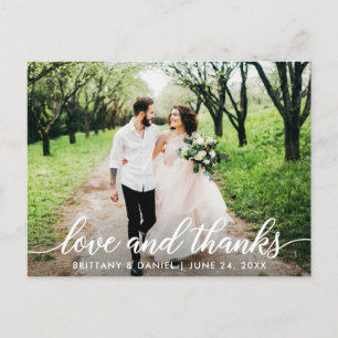 Carte Postale Modern Script Love and Thanks Mariage Photo W