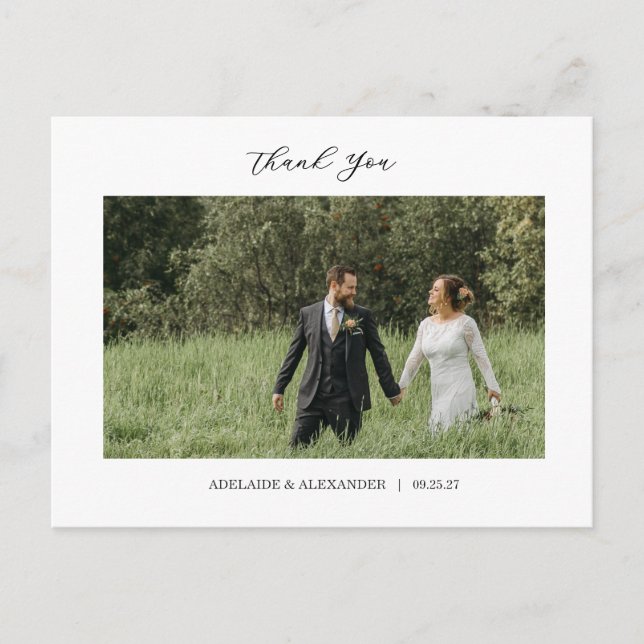 Carte Postale Modern Script Photo Wedding (Devant)