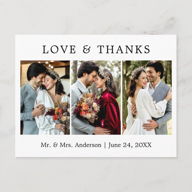 Carte Postale Modern Simple Amour et Merci Mariage 3 Photo (Devant)