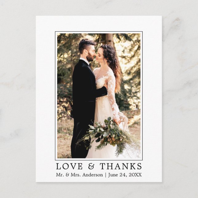 Carte Postale Modern Simple Love Merci photo Mariage (Devant)