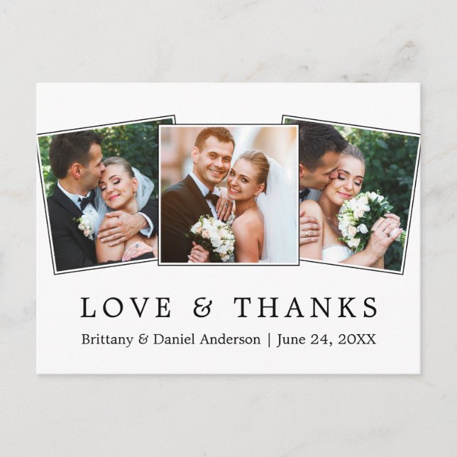 Carte Postale Modern Simple Love Thanks Mariage 3 Photo (Devant)