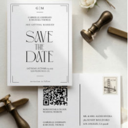 Carte Postale Modern Typography Black White Save The Date