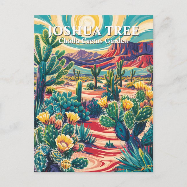 Carte Postale Modern Van Gogh Joshua Tree Cholla Cactus Garden (Devant)