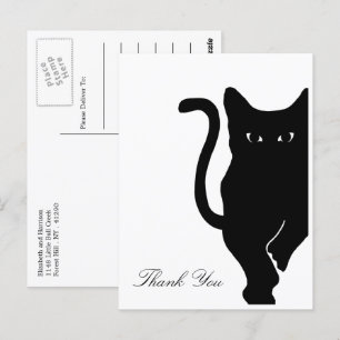 Carte Postale Modern Whimsical Black Cat Wedding